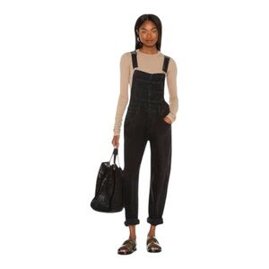 Free People x We The Free Ziggy Denim Black Overalls Size Large